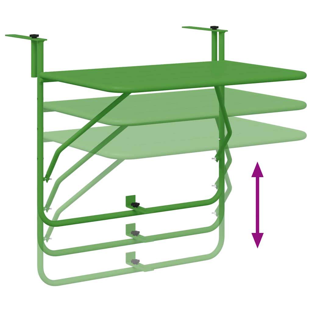 Hanging Balcony Table Green 60 x 39 x 65 cm Steel